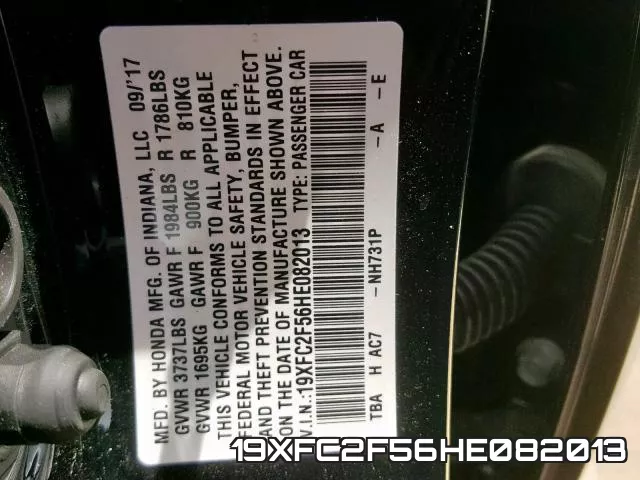 19XFC2F56HE082013 фото 2