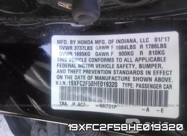 19XFC2F58HE019320 фото 10