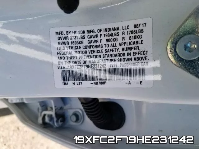 19XFC2F79HE231242 фото 2