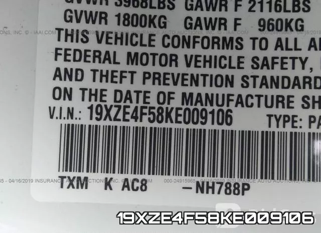 19XZE4F58KE009106 фото 10