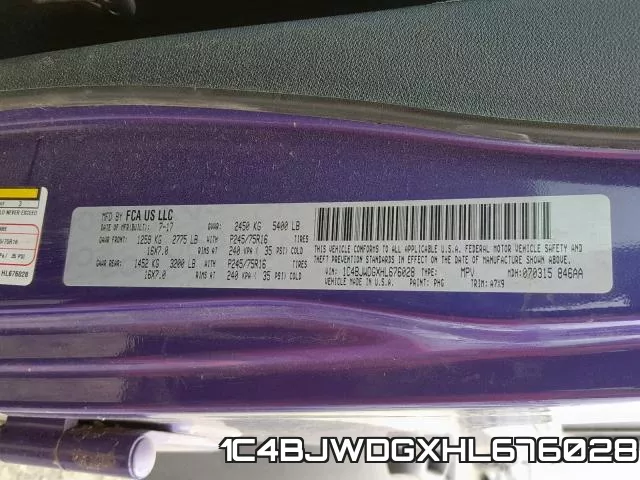 1C4BJWDGXHL676028 фото 2