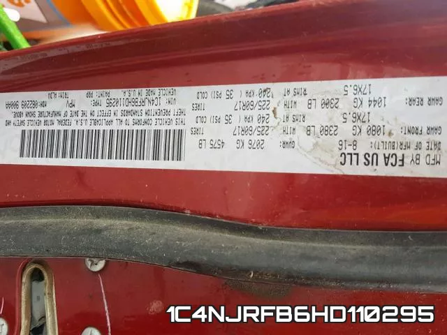 1C4NJRFB6HD110295 фото 2