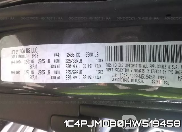 1C4PJMDB0HW519458 фото 10