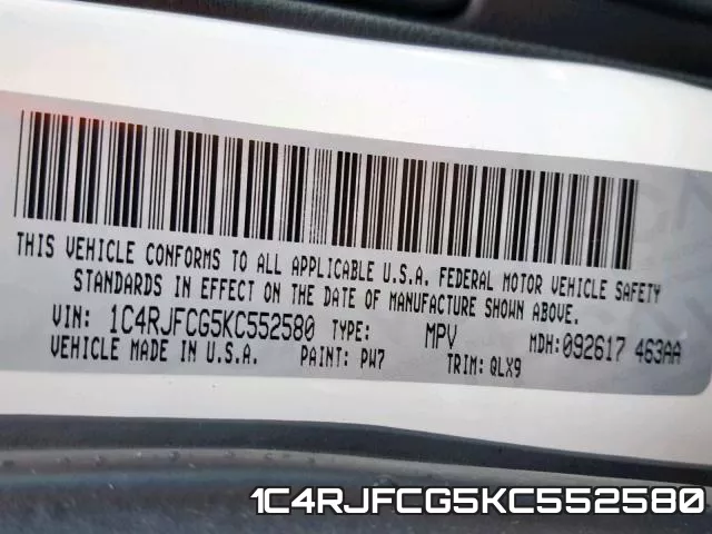 1C4RJFCG5KC552580 фото 2