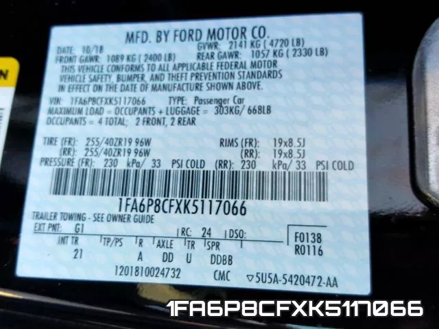 1FA6P8CFXK5117066 фото 2