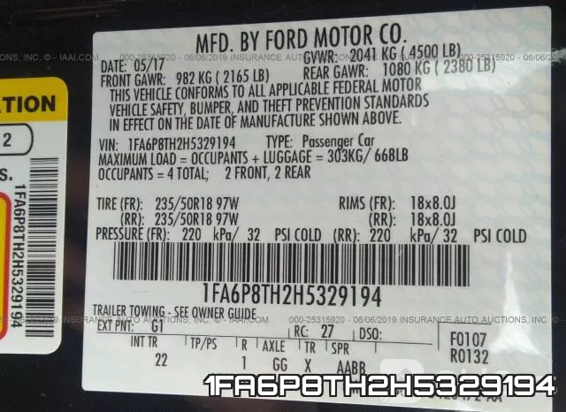 1FA6P8TH2H5329194 фото 10