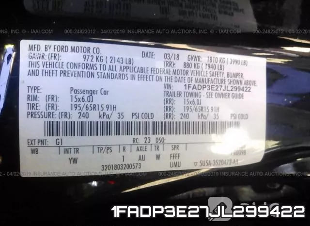 1FADP3E27JL299422 фото 10