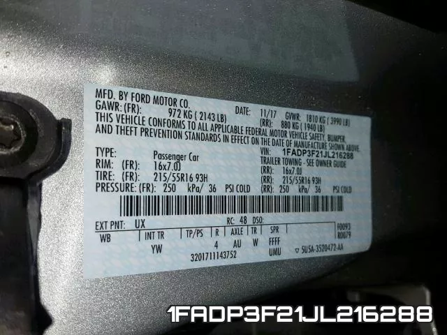 1FADP3F21JL216288 фото 2