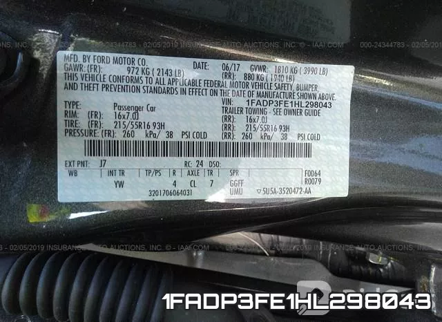 1FADP3FE1HL298043 фото 10