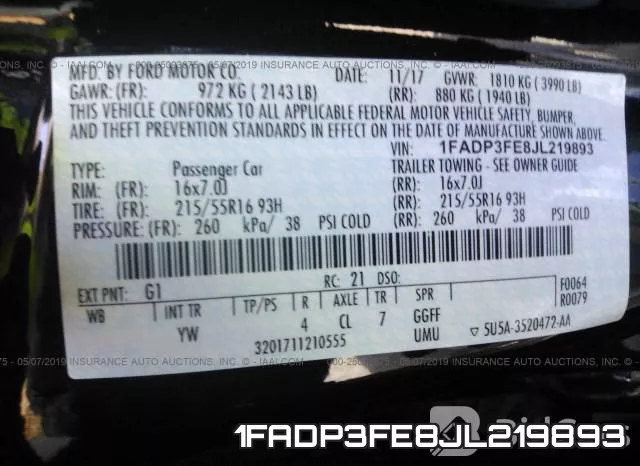 1FADP3FE8JL219893 фото 10