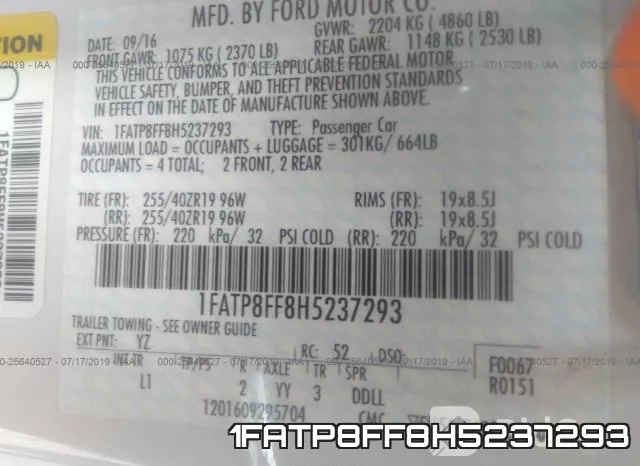 1FATP8FF8H5237293 фото 10