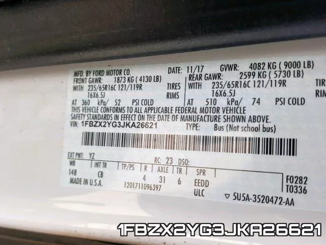 1FBZX2YG3JKA26621 фото 2
