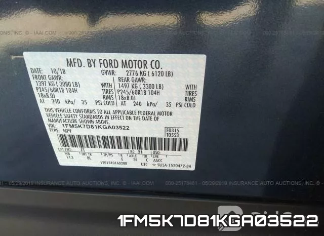 1FM5K7D81KGA03522 фото 10