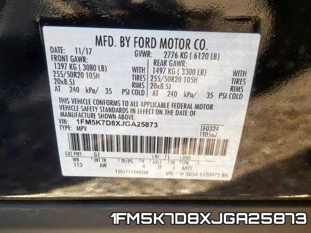 1FM5K7D8XJGA25873 фото 2