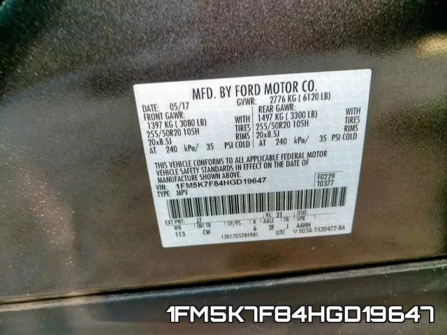 1FM5K7F84HGD19647 фото 2