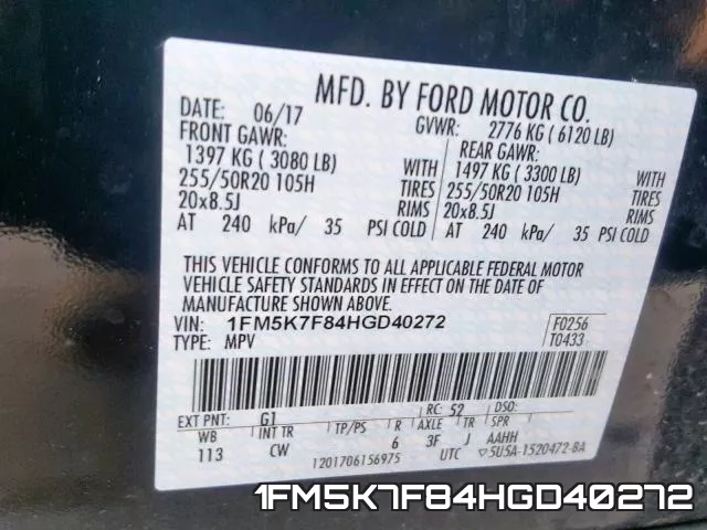 1FM5K7F84HGD40272 фото 2