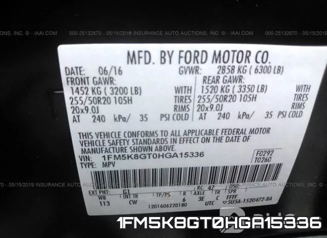 1FM5K8GT0HGA15336 фото 10