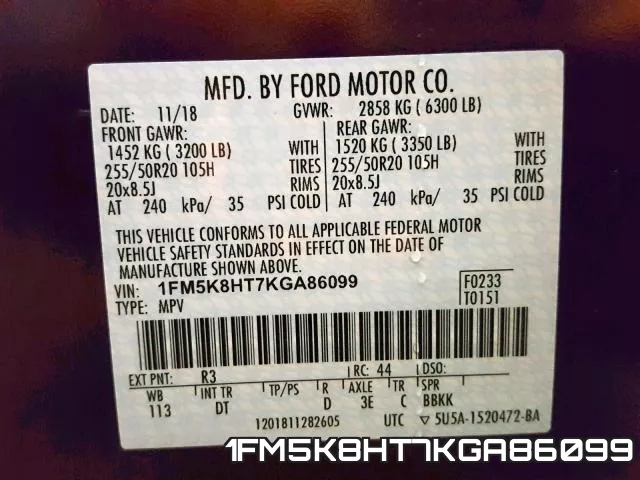 1FM5K8HT7KGA86099 фото 2
