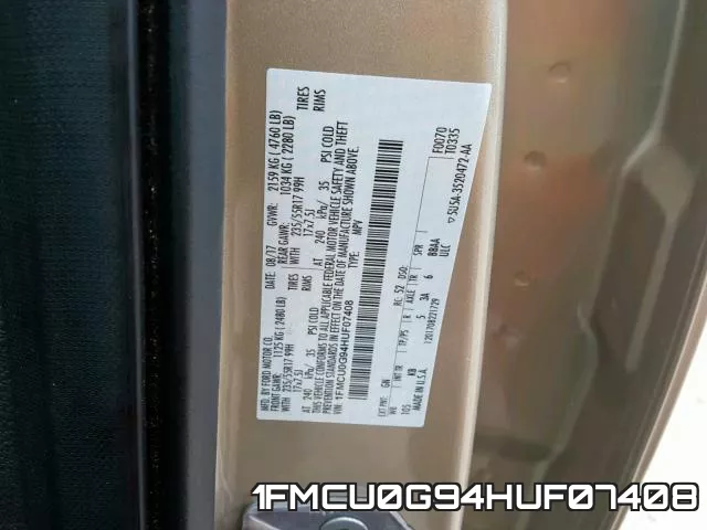 1FMCU0G94HUF07408 фото 2