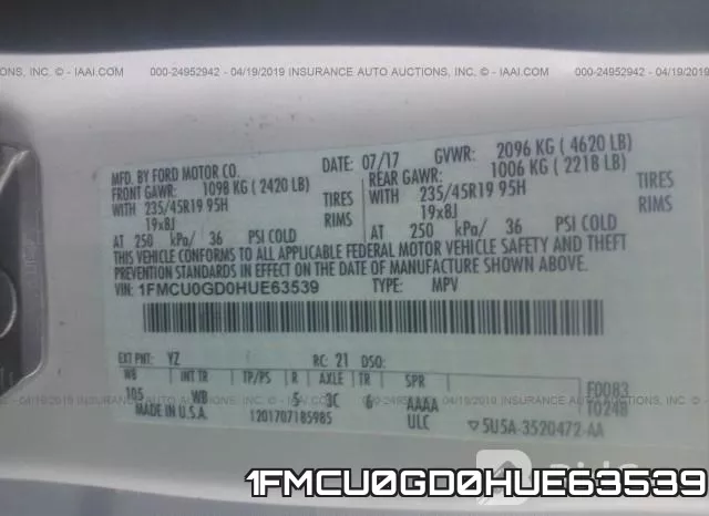 1FMCU0GD0HUE63539 фото 10