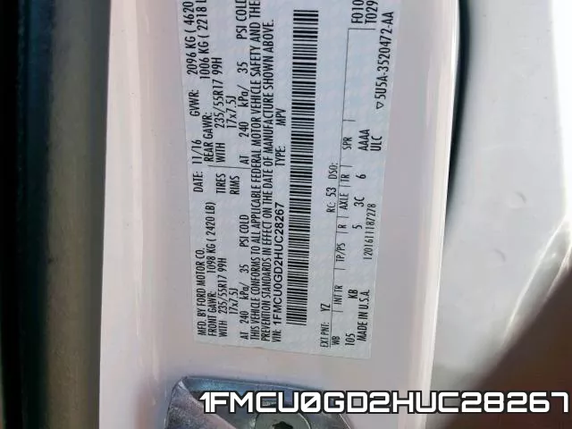 1FMCU0GD2HUC28267 фото 2