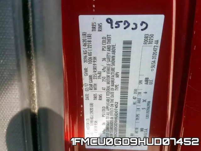 1FMCU0GD9HUD07452 фото 2