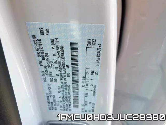 1FMCU0HD3JUC28380 фото 2
