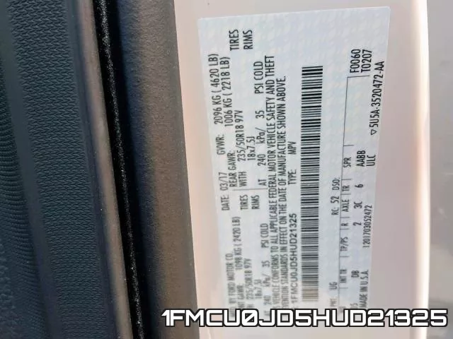 1FMCU0JD5HUD21325 фото 2