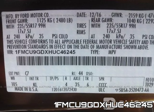 1FMCU9GDXHUC46245 фото 10