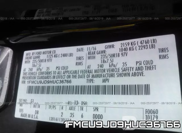 1FMCU9JD9HUC36766 фото 10