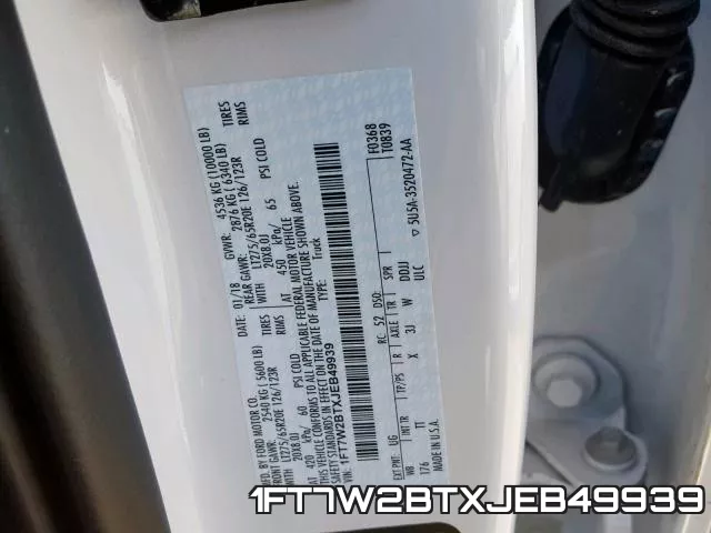 1FT7W2BTXJEB49939 фото 2