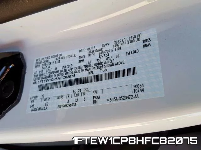 1FTEW1CP8HFC82075 фото 2