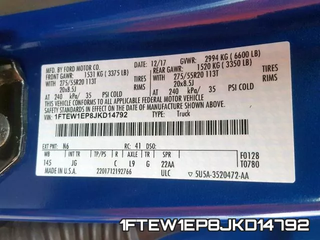 1FTEW1EP8JKD14792 фото 2
