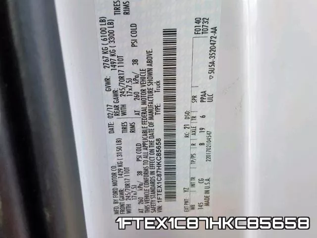 1FTEX1C87HKC85658 фото 2