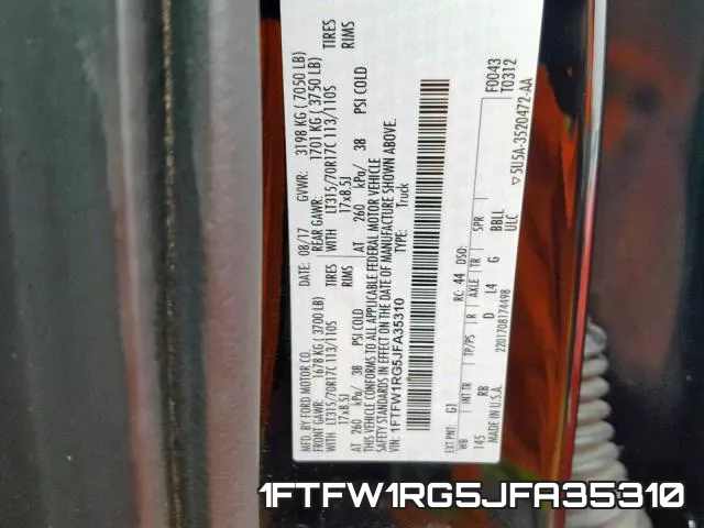 1FTFW1RG5JFA35310 фото 2