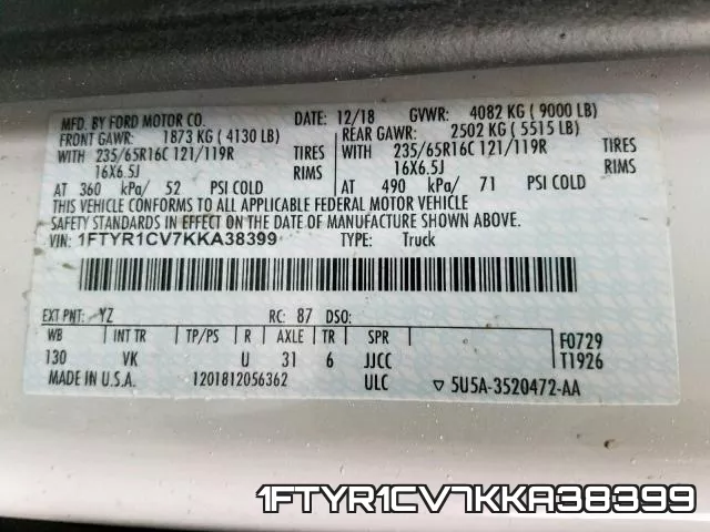 1FTYR1CV7KKA38399 фото 2