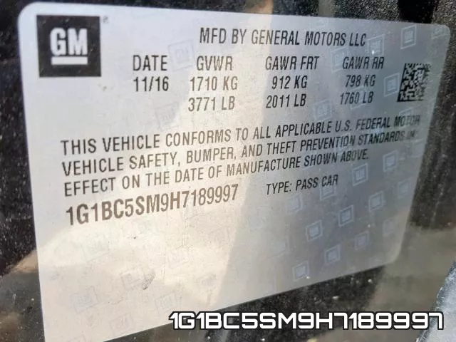 1G1BC5SM9H7189997 фото 2