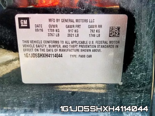 1G1JD5SHXH4114044 фото 2