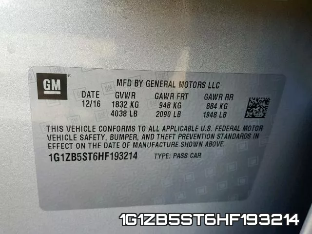 1G1ZB5ST6HF193214 фото 2