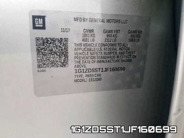 1G1ZD5ST1JF160699 фото 2