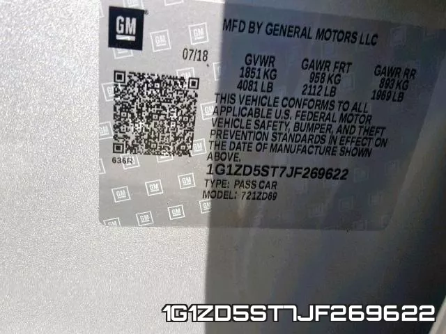 1G1ZD5ST7JF269622 фото 2