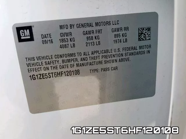 1G1ZE5ST6HF120108 фото 2