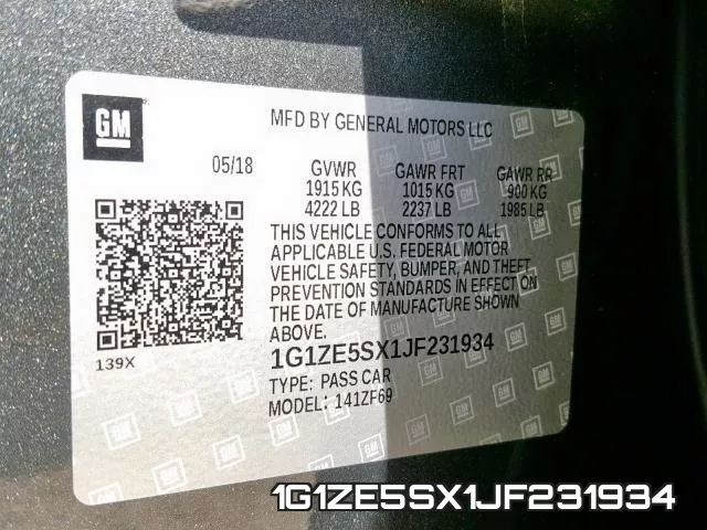1G1ZE5SX1JF231934 фото 2