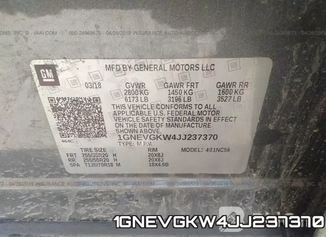 1GNEVGKW4JJ237370 фото 10