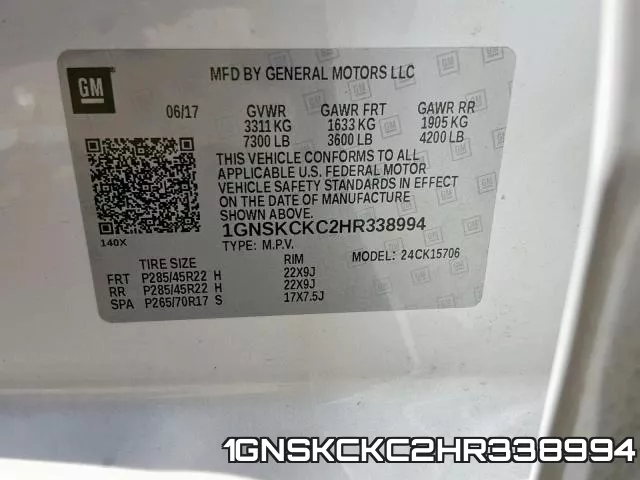 1GNSKCKC2HR338994 фото 2