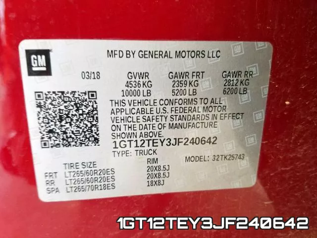 1GT12TEY3JF240642 фото 2