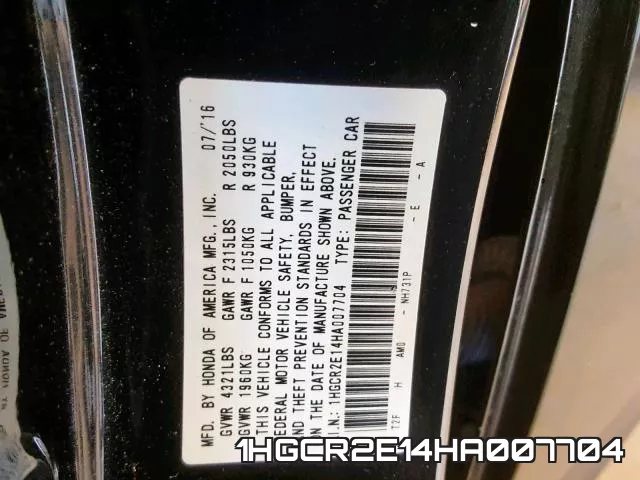 1HGCR2E14HA007704 фото 2
