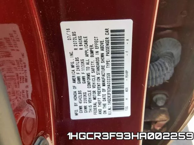 1HGCR3F93HA002259 фото 2