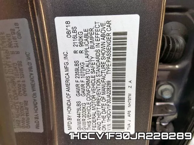 1HGCV1F30JA228289 фото 2