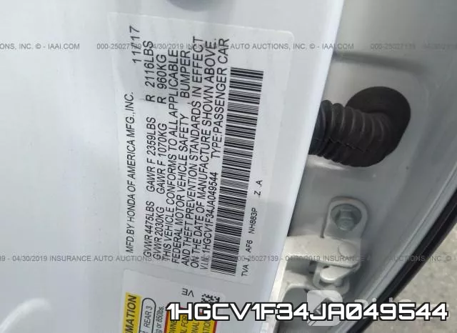 1HGCV1F34JA049544 фото 10